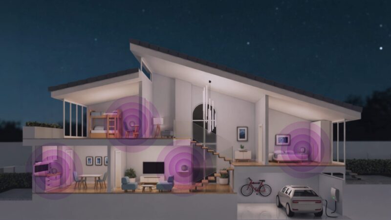Cross section of home with multiple wireless access points from giggle fiber